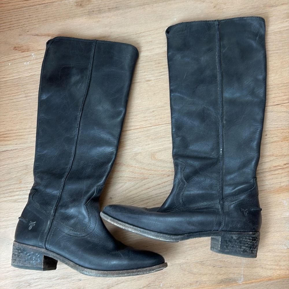 Frye Knee High Black Leather Riding Boots Women’s Size 7